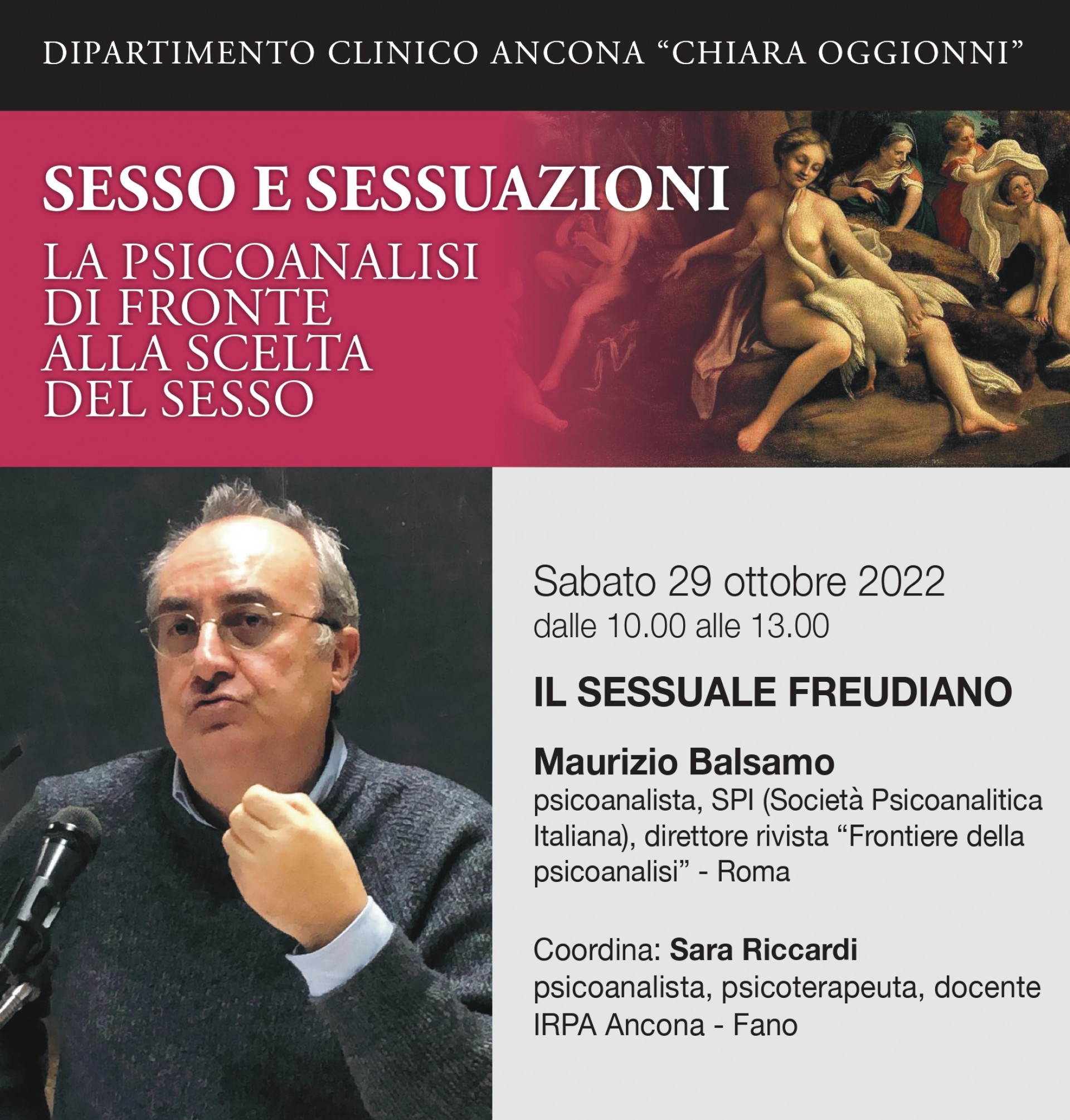 Sabato 29 ottobre 2022 dalle 10.00 alle 13.00 - SESSO E SESSUAZIONI. LA PSICOANALISI DI FRONTE ALLA SCELTA DEL SESSO